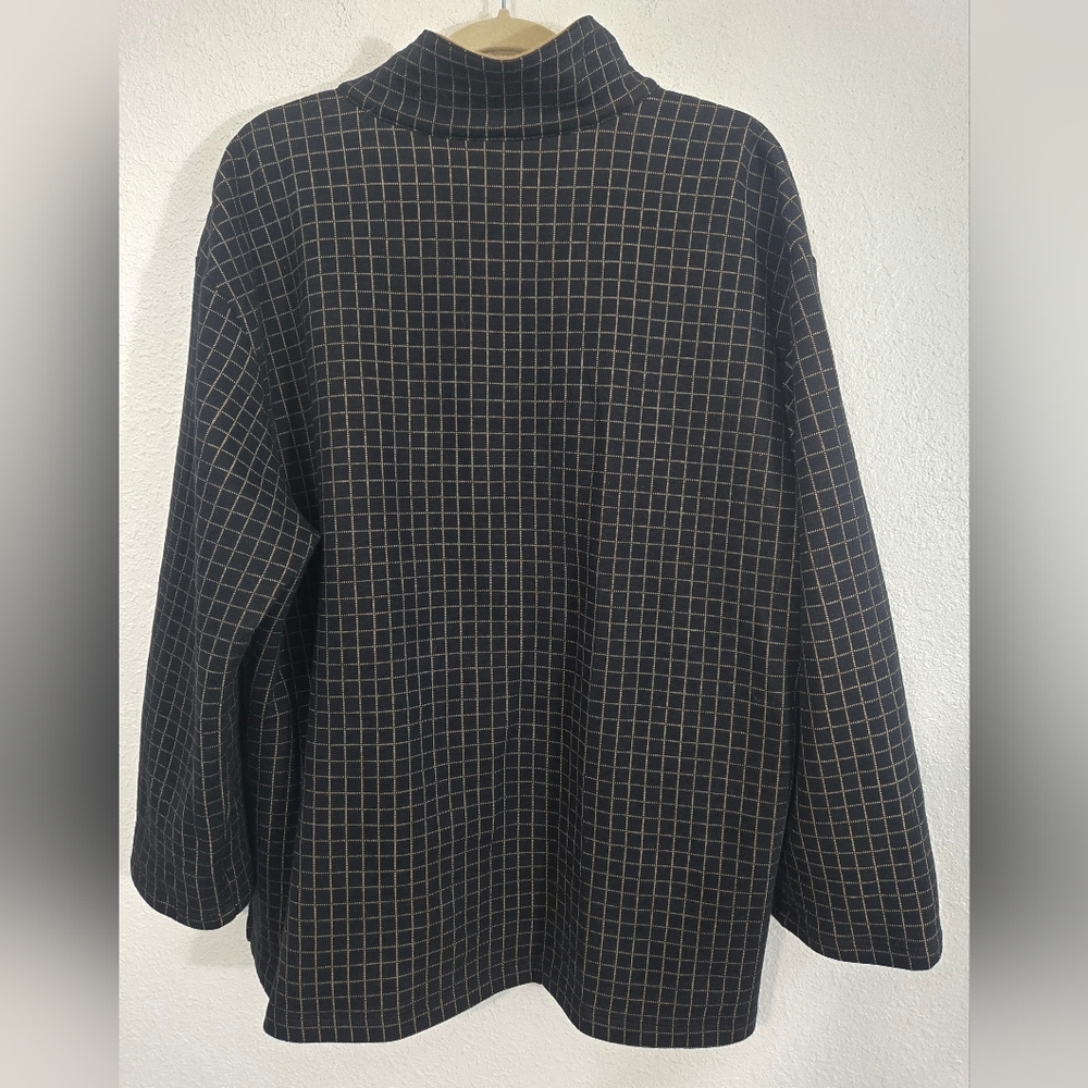 Ruby Rd. Black/Tan Checkered Windowpane Design Snap Button Closure Jacket, XL - Picture 3 of 5